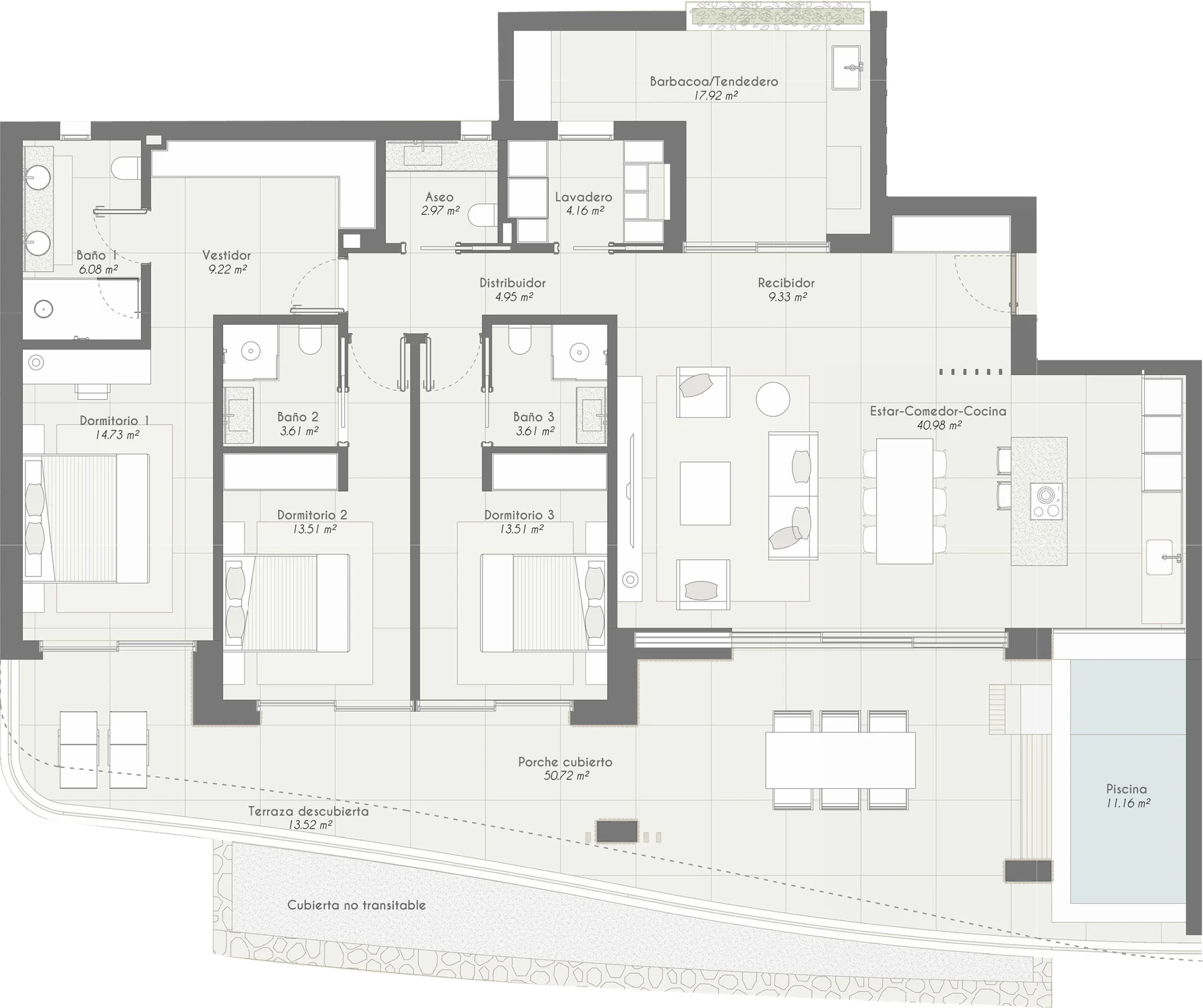 Plano de la vivienda de planta primera de Barlovento